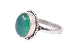 925 Sterling Silver Green Onyx Gemstone Handmade Wedding Gift Ring Women - £24.35 GBP