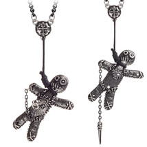 Alchemy Gothic Voodoo Doll Pendant Necklace Stick Pin Chain Witch Grimoire P769 - £31.12 GBP