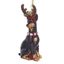Glass Dog DOBERMAN w/Antlers Christmas Ornament Delicate Glass - £14.21 GBP