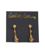 Cookie Lee Hand Blown Art Glass Earrings Flowers Pink Gold Stud - $6.90
