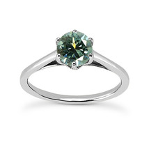 Diamond Wedding Ring Round Cut Blue Color Treated 14K White Gold VS1 1.01 Carat - £1,358.38 GBP