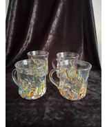 Murano Venetian White Crystal Confetti Studio Art Glass Mug Set Hand Blo... - $79.19