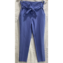 7th Avenue New York &amp; Company Womens Paperbag Pants Blue High Rise Belted 2 - £15.54 GBP