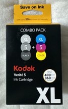 Kodak Verité 5 XL Black & Color Ink Cartridge Combo Verité 55 Brand New Sealed - $64.98