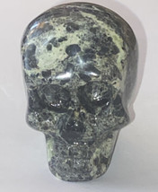 Polished Stone Agate Carved Skull Black White &amp; Gray  2” H X 1.5” W - £7.58 GBP