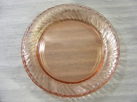 Vintage Rosaline Pink Glass Swirl Optic Pattern Salad Plate - $368.72 MXN