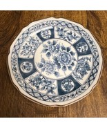 Blue &amp; White Floral Salad Plate Decorative Gold Rim Vintage Japan - $14.85