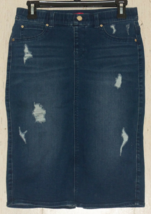 New Womens Jennifer Lopez Distressed Blue J EAN Pencil Skirt Size 6 - £29.37 GBP