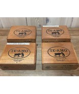 Set Of 4 Vintage Hinged Wood Cigar Boxes Te-Amo Tobacco Mexico (EMPTY) - £14.63 GBP