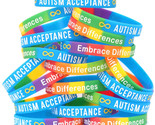 20 of Infinity Sign Autism Acceptance Colorful Silicone Wristband Bracelets - £18.05 GBP