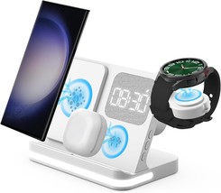 4 in 1 Wireless Charger with Alarm Clock for Samsung Wireless Charger Stand for  - £78.27 GBP