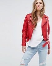 Hidesoulsstudio Women Red Real Leather Jacket #38 - £95.91 GBP