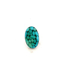 Vtg Sterling Silver Signed 925 DTR Jay King Oval Inlay Chunky Turquoise Ring 6 - £62.93 GBP