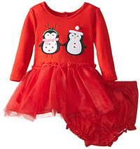NWT Marmellata Baby Girls Penguin Red Long Sleeve Christmas Tutu Dress 6-9 M - £8.78 GBP