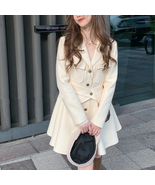 Ovlifv Single Breasted  Lapel Button Down Mid Length Long Sleeve Trench ... - £30.81 GBP