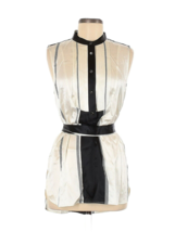 NWT J. Crew Collection Tuxedo-Front Silk Tunic in Ivory Black Stripe Top 8 - $67.72