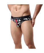 Men&#39;s Mid-Rise Black Printed Briefs with Silver Logo Waistband Male Unde... - £5.49 GBP