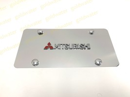 3D Mitsubishi Emblem Silver Aluminum Chrome Mirrored Vanity Front Licens... - $27.93