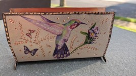 Handpainted Artist Signed Copper Letter Holder,  Hummingbird Iris Butterfly  - £23.91 GBP