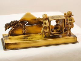 Vintage Japanese Celluoloid Geisha Traveling by Canopied Palanquin Figurine 30s - £50.43 GBP