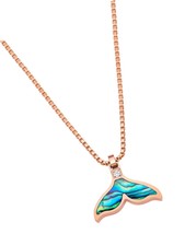 Shell Mermaid Tail Necklace For Women, Inlaid Cubic - £76.18 GBP