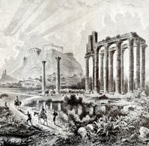 Athens In Ruins Under Turkish Rule 1913 Plate Print 2 Page History DWAA15 - £39.37 GBP