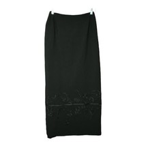 Emanuel Ungaro Women Black Embroidered Wool Lined Long Maxi Skirt Sz 6 W... - $29.69