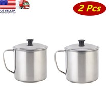 2 Pcs of 24oz (700ml) Rust Resistant Tin Cup/Mug with Lid &amp; Handle for Camping - £8.67 GBP