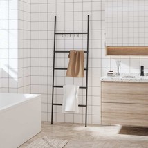  Towel Rack Black Iron Hooks Towel Rack Rectangular Modern - $181.80 CAD