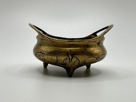 Antique XUANDE Chinese Tripod Dragon Brass Incense Censor Bowl 2.75&quot; - £156.32 GBP