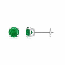 Natural Emerald Solitaire Stud Earrings For Women in 14K Gold (AA, 5MM) - £899.69 GBP