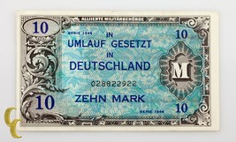 1944 Germany Post WWII Allied Military Currency 10 Mark (VF Condition - £40.26 GBP