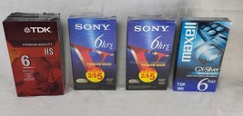 5 Blank VHS Tapes 6 Hour - 2x TDK, 2x Sony, 1x Maxell Brand New Sealed - $18.66