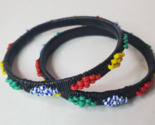 Wrapped Wire Beaded Bangle Bracelets Ethnic African Yoruba Set of 2 - £11.88 GBP
