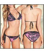 Affliction Customs Garage Moto Rhinestones Lace Womens Bikini Bottom Pur... - $47.59
