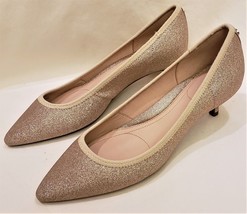 Taryn Rose Sparkle Glittered Pumps Heels Size-10B Beige Leather - $59.98