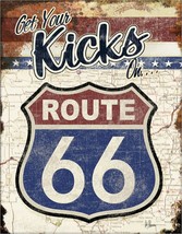 Route 66 Get Kicks Historic Hot Rod Retro Car Garage Shop Wall Décor Met... - £12.73 GBP