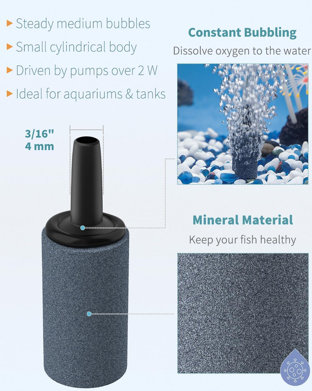 Pawfly Aquarium Air Stone 1 Inch, Fish Tank Air Stone Aerator Bubble Diffuser fo Item image 4