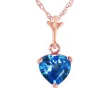 Galaxy Gold GG 14K Solid Rose Gold Natural Blue Topaz Heart Pendant Neck... - $357.38