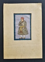 Antique Orig Art Painted Persian Arab Painted Ancient Man W Fabric Matte - £233.45 GBP