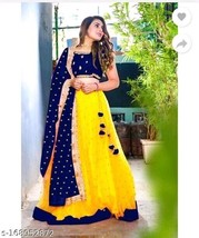 Lehenga Choli Bollywood Lehenga Designer Party Yellow Blue Lehenga Saree Sari - £31.13 GBP