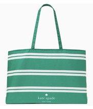 New Kate Spade Green Tote with White Stripe 25&quot; x 15&quot; XLarge Shopping Tote - $23.16