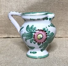 Italy Art Pottery Hand Painted Floral Creamer Miniature Pitcher - $8.91