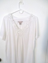 White Stag Womens White Short Sleeve Tunic Top XXL Embroidered V Neck - $130.08 MXN