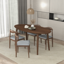 Mid-Century Modern Walnut Dining Set: Table &amp; 4 Chairs - $775.99