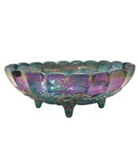 Carnival Glass Iridescent Blue Green Purple Oval Grape Harvest Fruit Bow... - $29.69