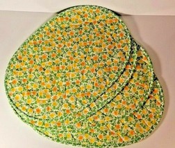 1980&#39;s placemats yellow orange green floral pattern clover reversible - £15.68 GBP