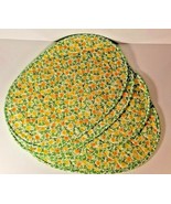 1980&#39;s placemats yellow orange green floral pattern clover reversible - £15.52 GBP