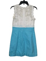 Lilly Pulitzer Women&#39;s Shift Dress Sleeveless Bodice Lace Breakers Blue White 2 - £20.33 GBP
