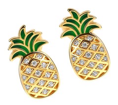 Pineapple Earrings for Girls 925 Sterling Silver Fruit Stud - £67.28 GBP